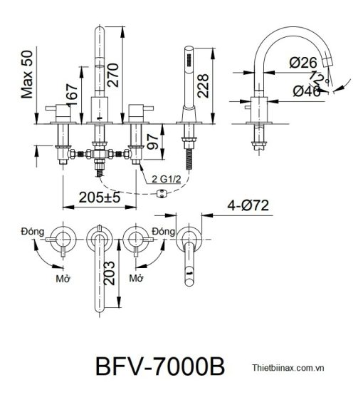 Sen tắm gắn bồn BFV-7000B
