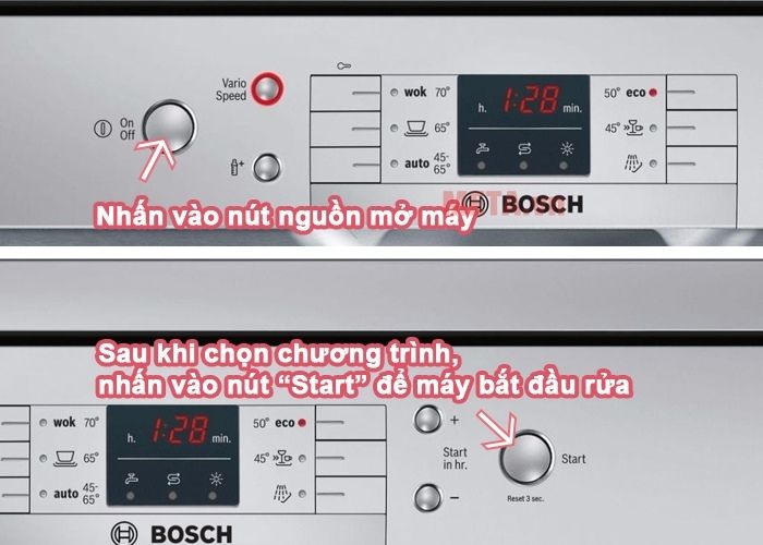 Hướng dẫn cách thiết lập của chương trình rửa của máy rửa bát Bosch SMS63L08EA